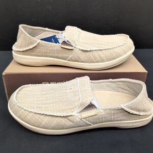 Gecko Man Canvas Slip On Pain Relief Men's Shoes US 11 Cream